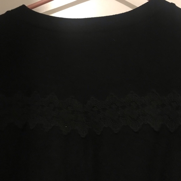 The Kooples- BLACK SWEATSHIRT WITH LACE STRIPS, Size xl - Picture 5 of 5